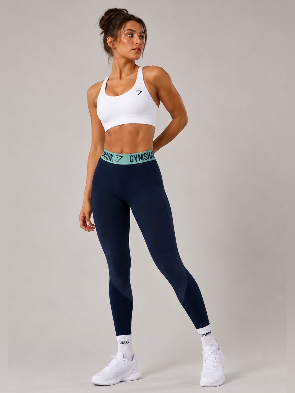 Gymshark Women’s Navy Blue High-Waisted Logo Leggings